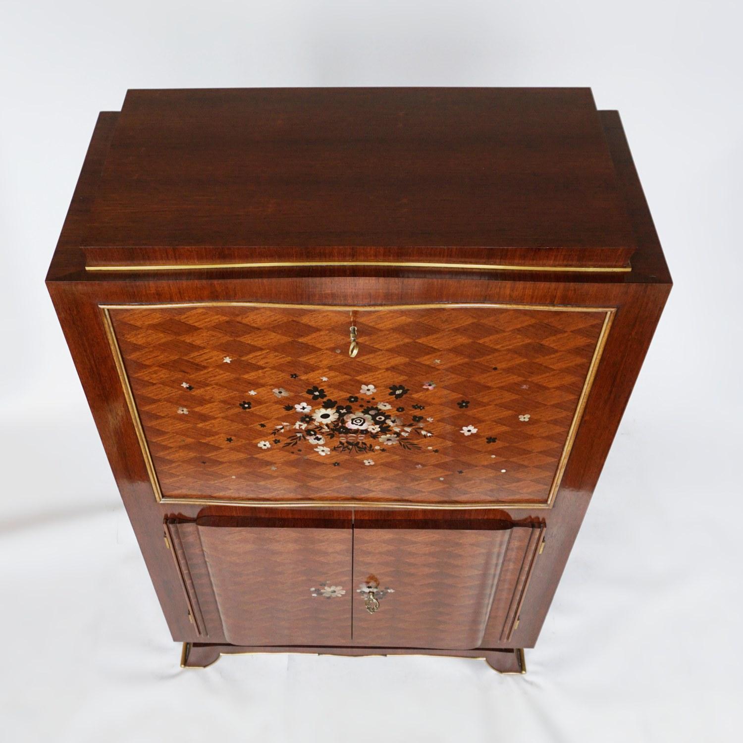 Art Deco Rosewood Marquetry Cocktail Cabinet by Jules Leleu 9