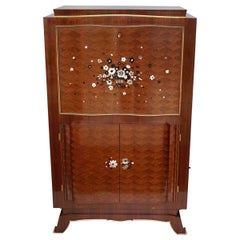 Art Deco Rosewood Marquetry Cocktail Cabinet by Jules Leleu
