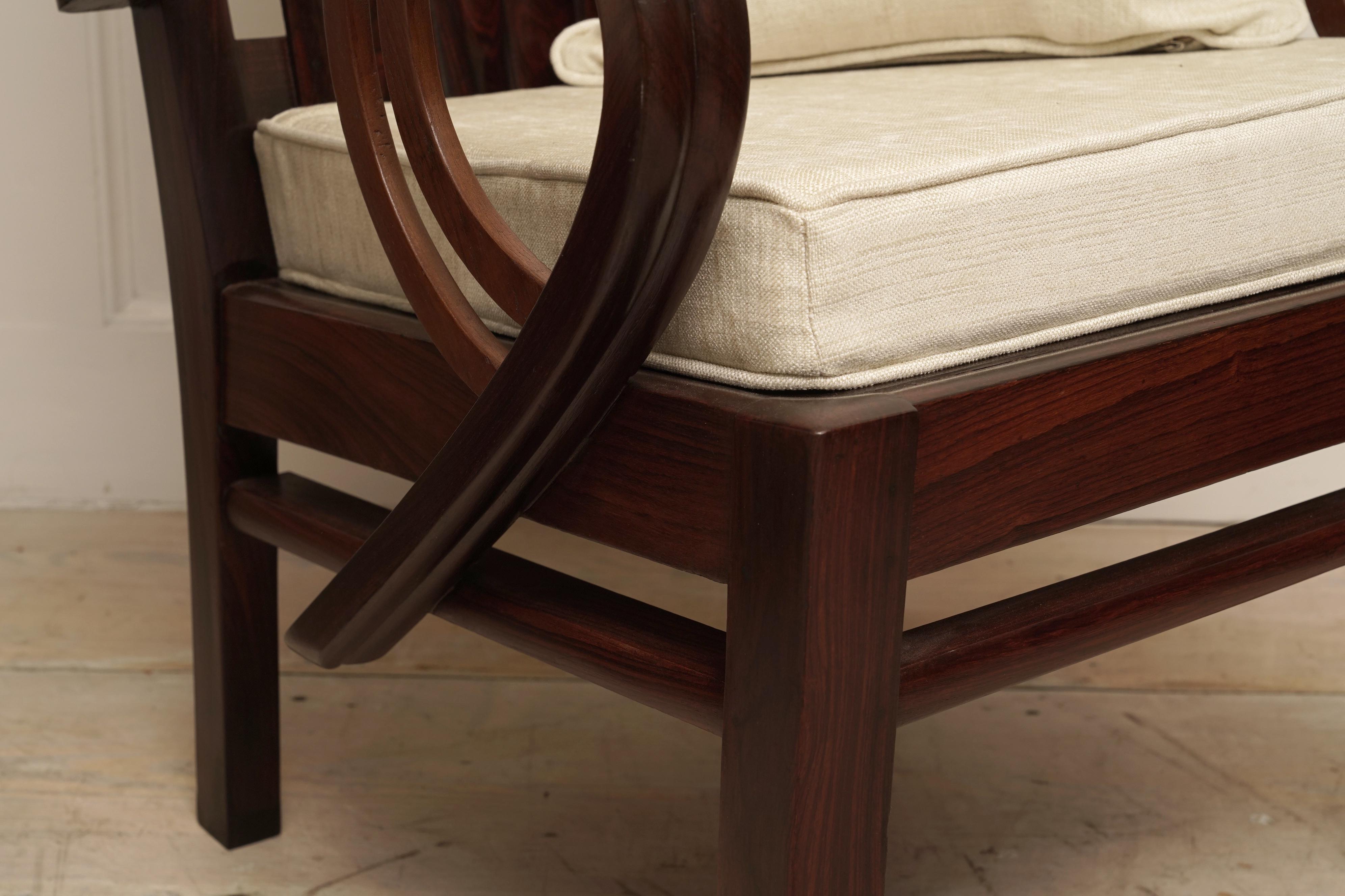 Art Deco Rosewood Pair of Chairs with Cushion In Good Condition In Nantucket, MA