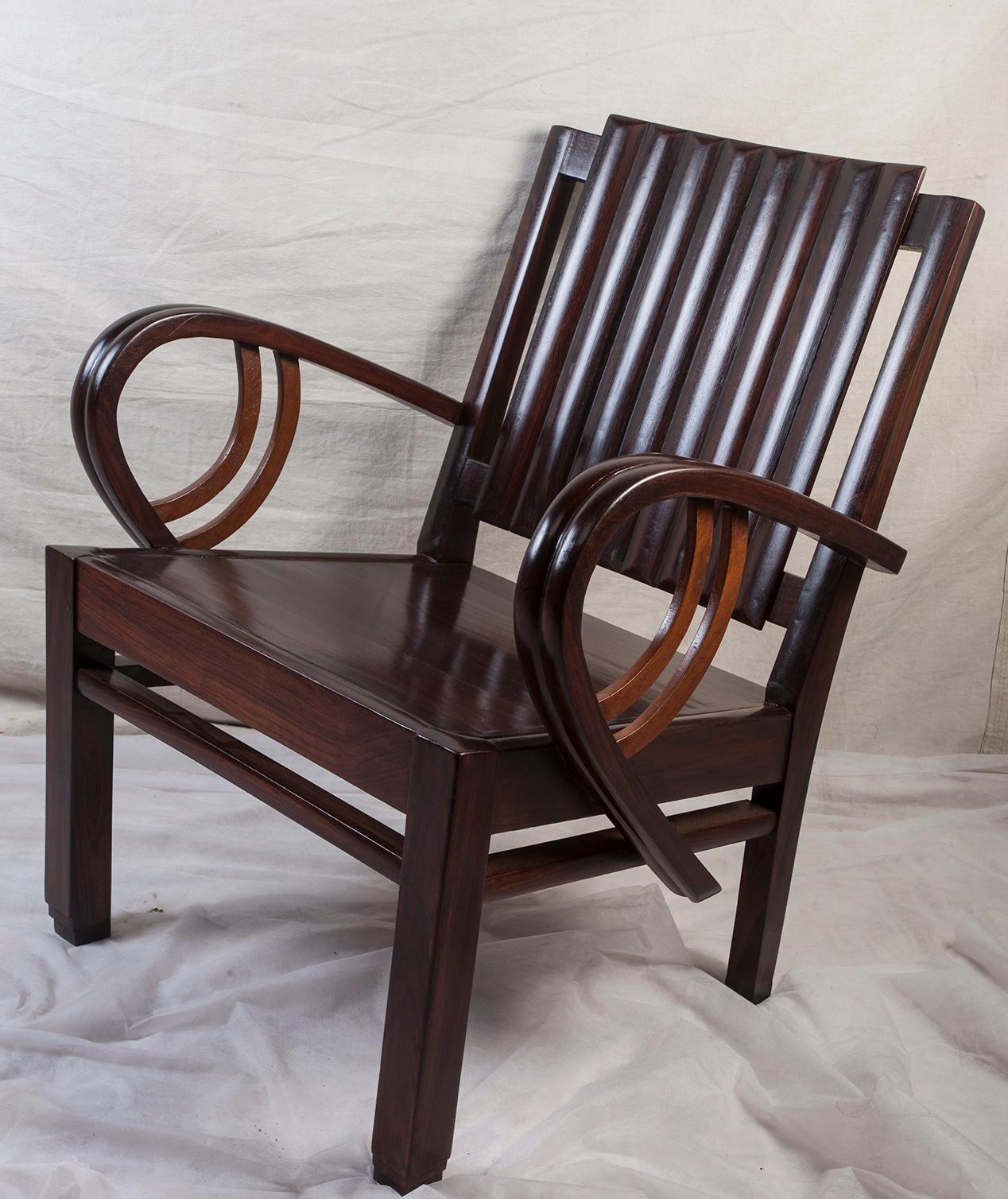 Art Deco Rosewood Pair of Chairs with Cushion 1