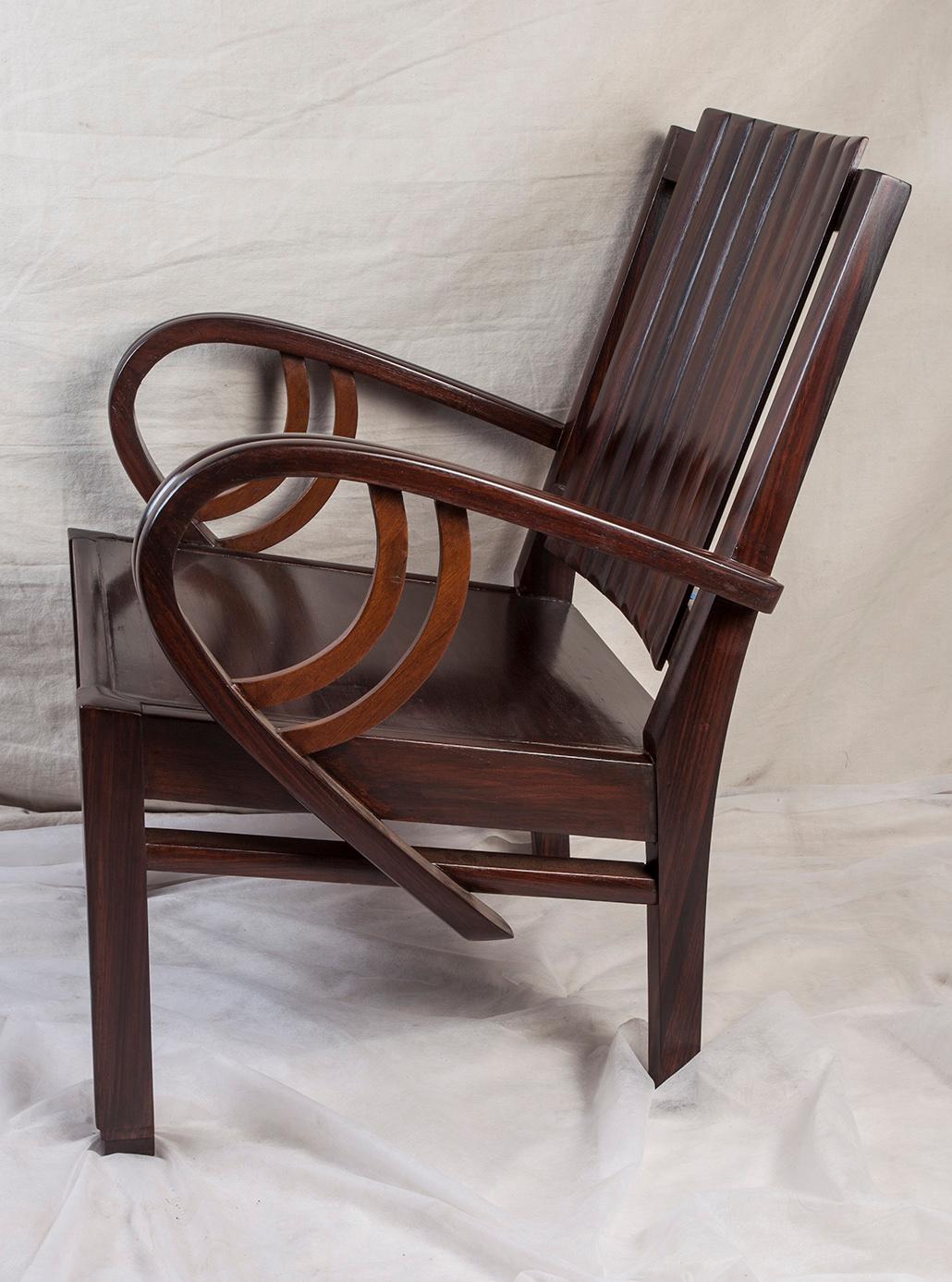 Art Deco Rosewood Pair of Chairs with Cushion 2