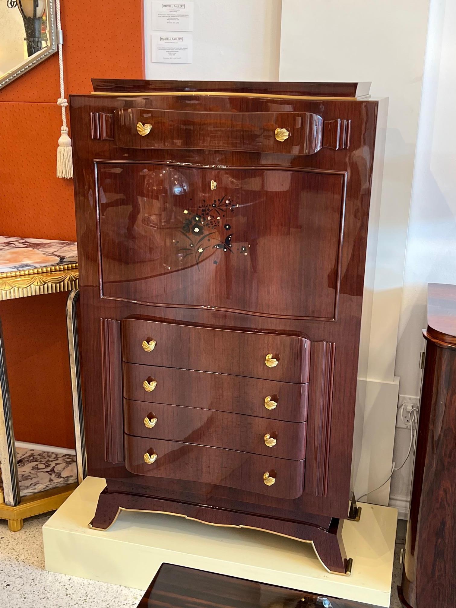 French Art Deco Rosewood Secretaire by Jules Leleu For Sale