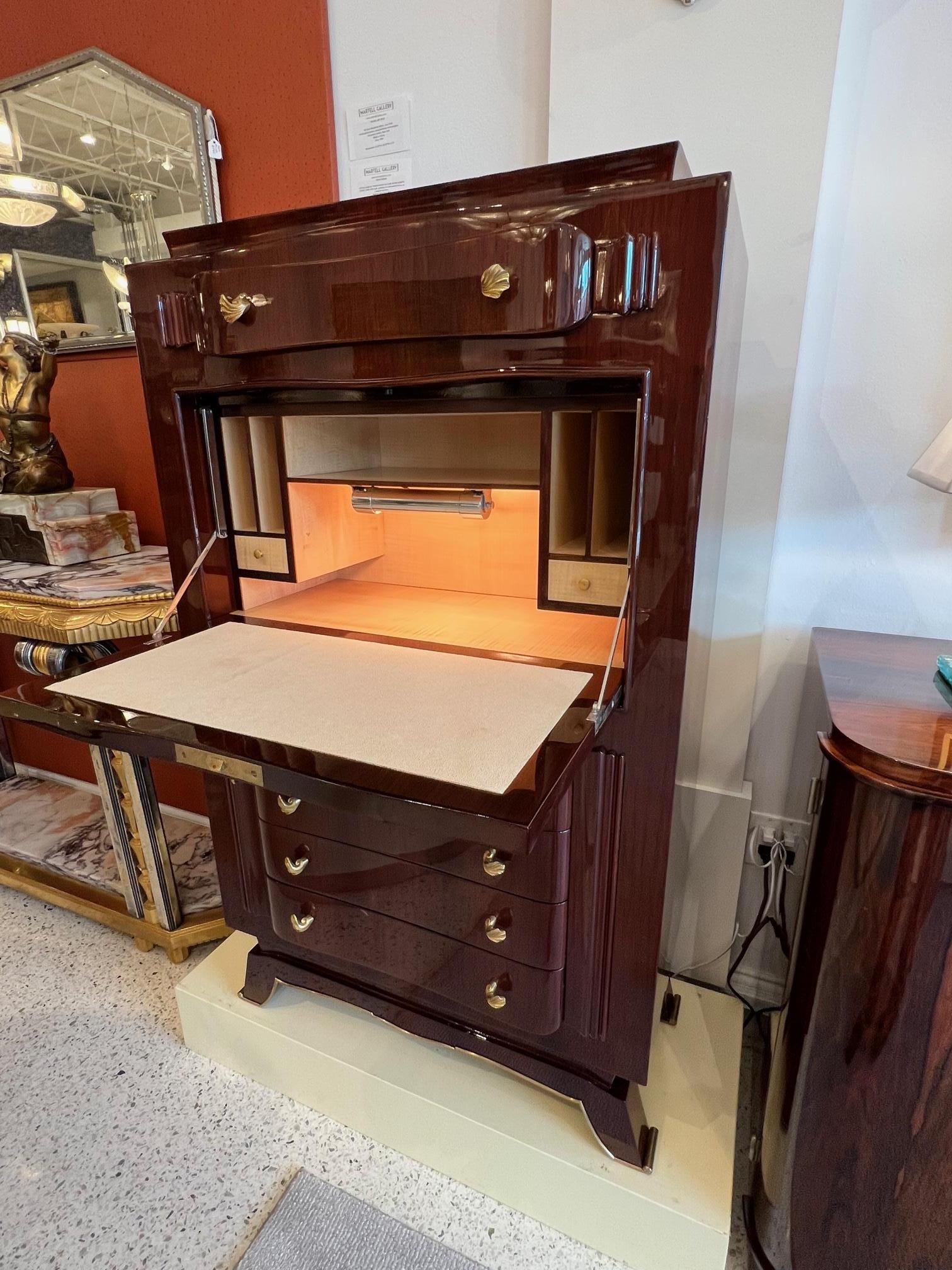 Art Deco Rosewood Secretaire by Jules Leleu In Good Condition For Sale In Miami, FL