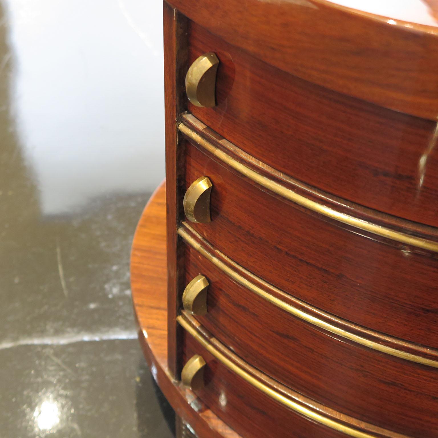 French Art Deco Rosewood Side Table with Drawers, circa 1930s