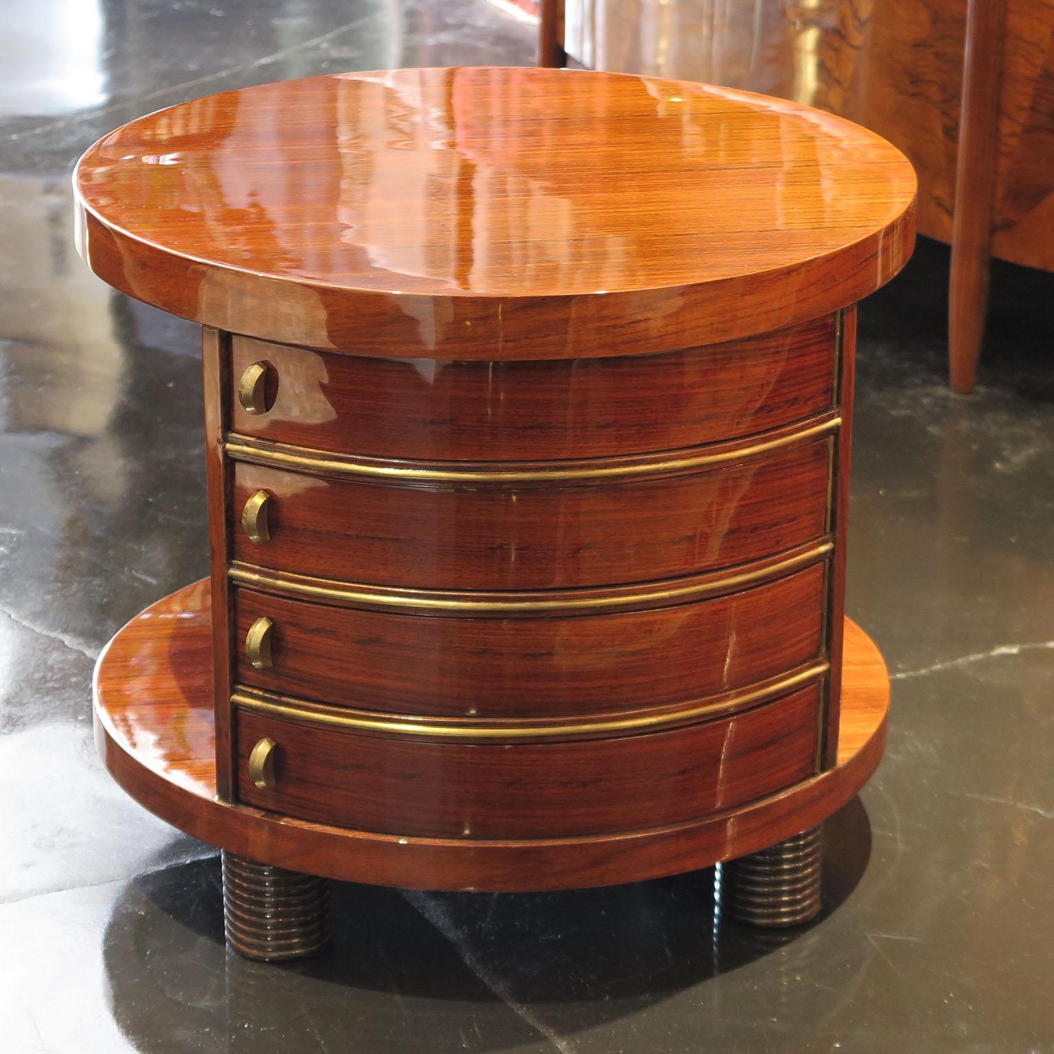 Art Deco Rosewood Side Table with Drawers, circa 1930s In Good Condition In Los Angeles, CA