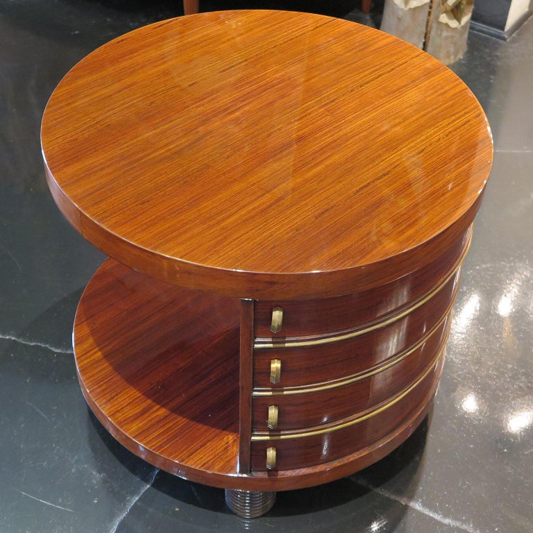 Art Deco Rosewood Side Table with Drawers, circa 1930s 2