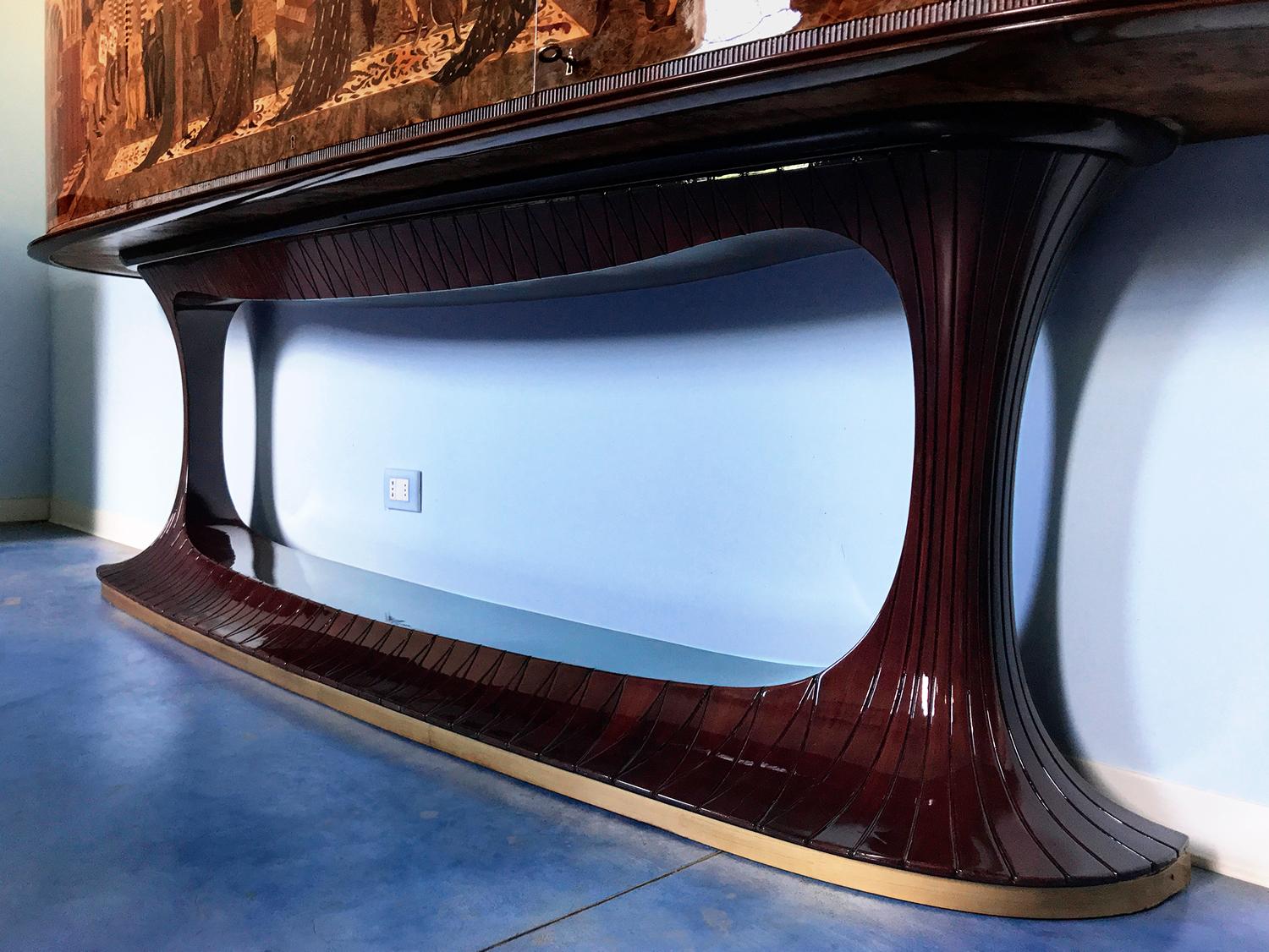 Art Deco Rosewood Sideboard by Vittorio Dassi with Big Inlaid Scene, 1950s 4