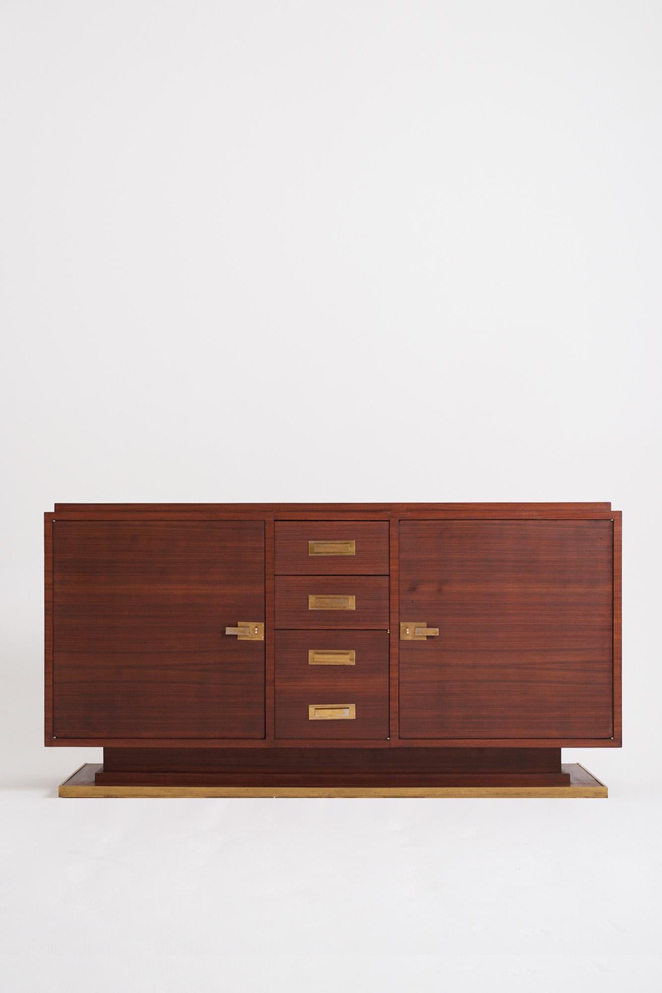 An Art Deco mahogany and bronze sideboard by Louis Bonnin.
France, circa 1935
102 cm high by 200 cm wide by 52 cm depth