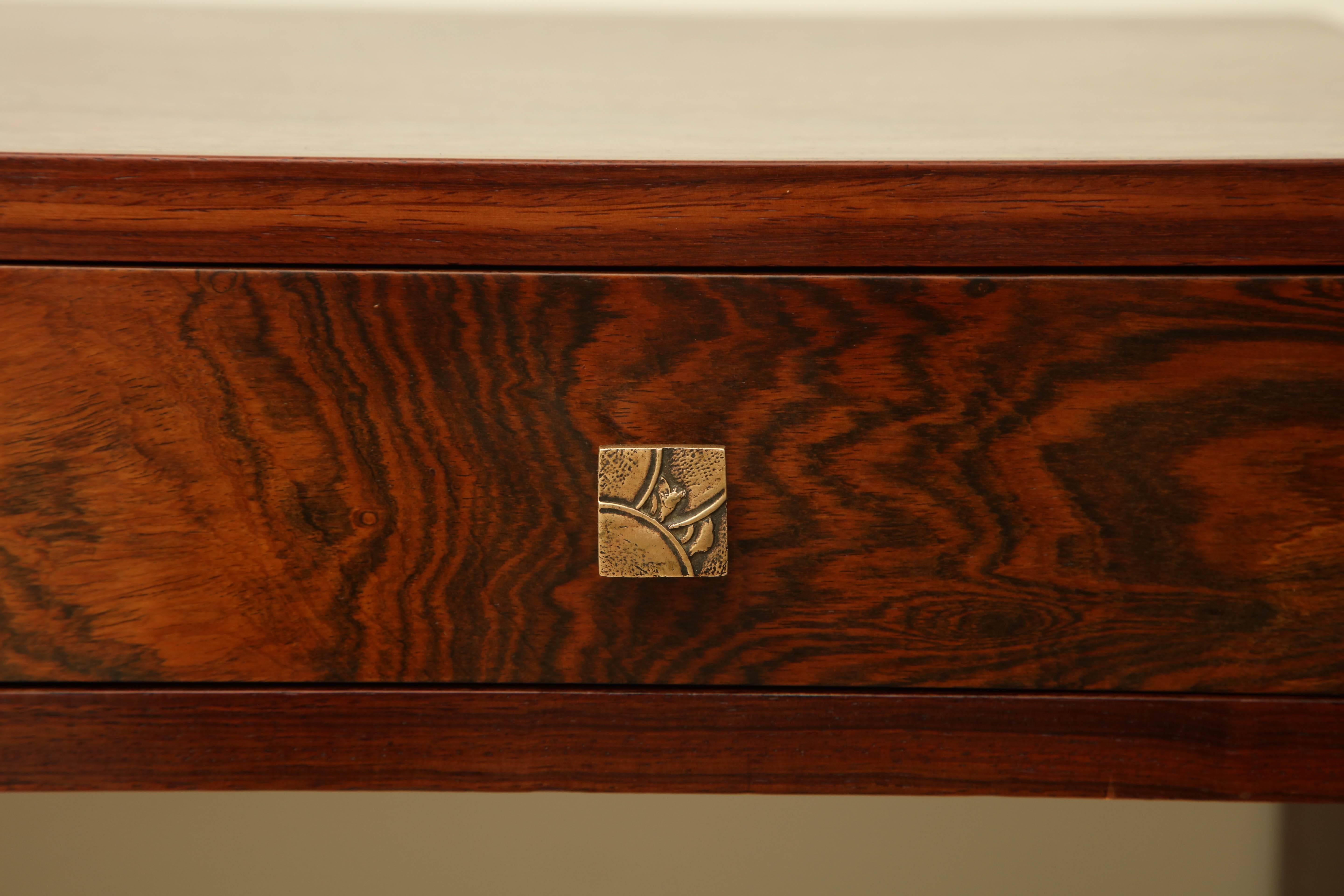 Mid-20th Century Art Deco Rosewood Writing Table with Two Drawers, France, circa 1940s
