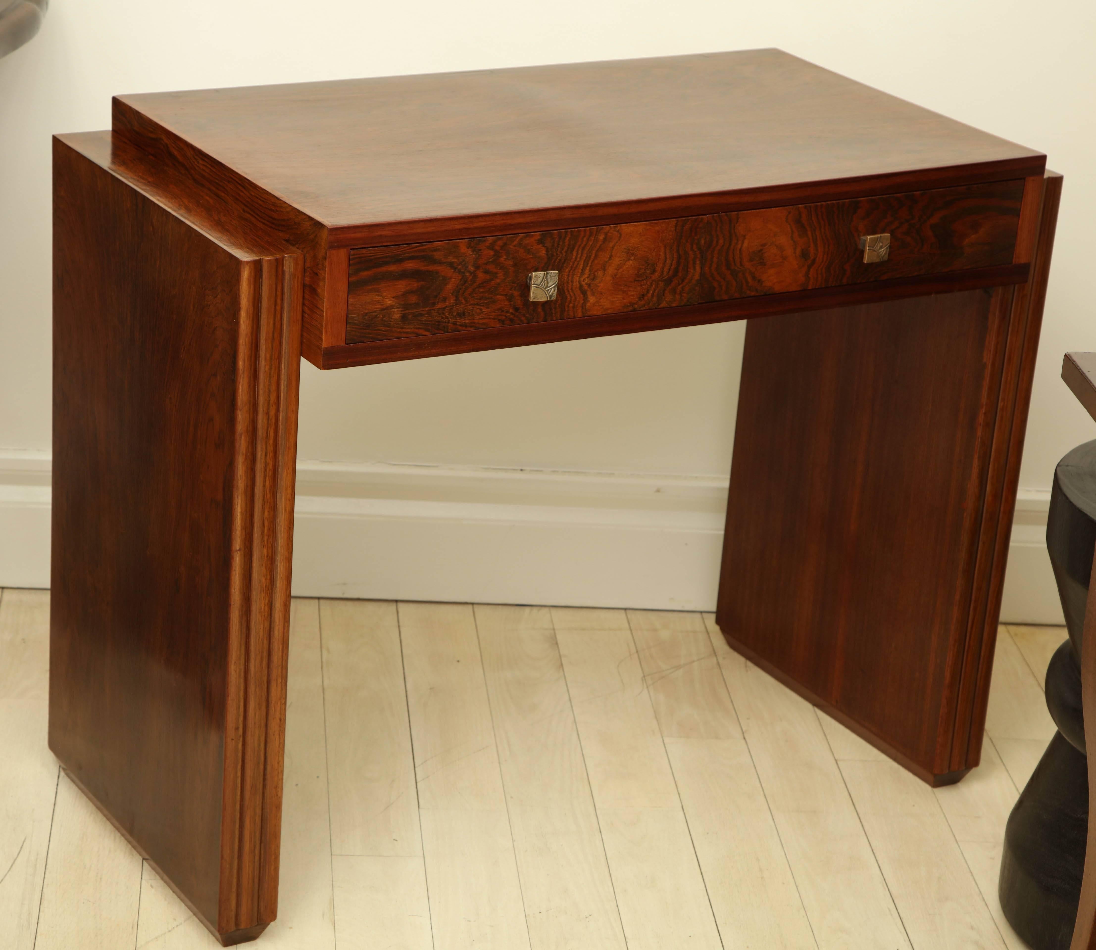 Art Deco Rosewood Writing Table with Two Drawers, France, circa 1940s 3
