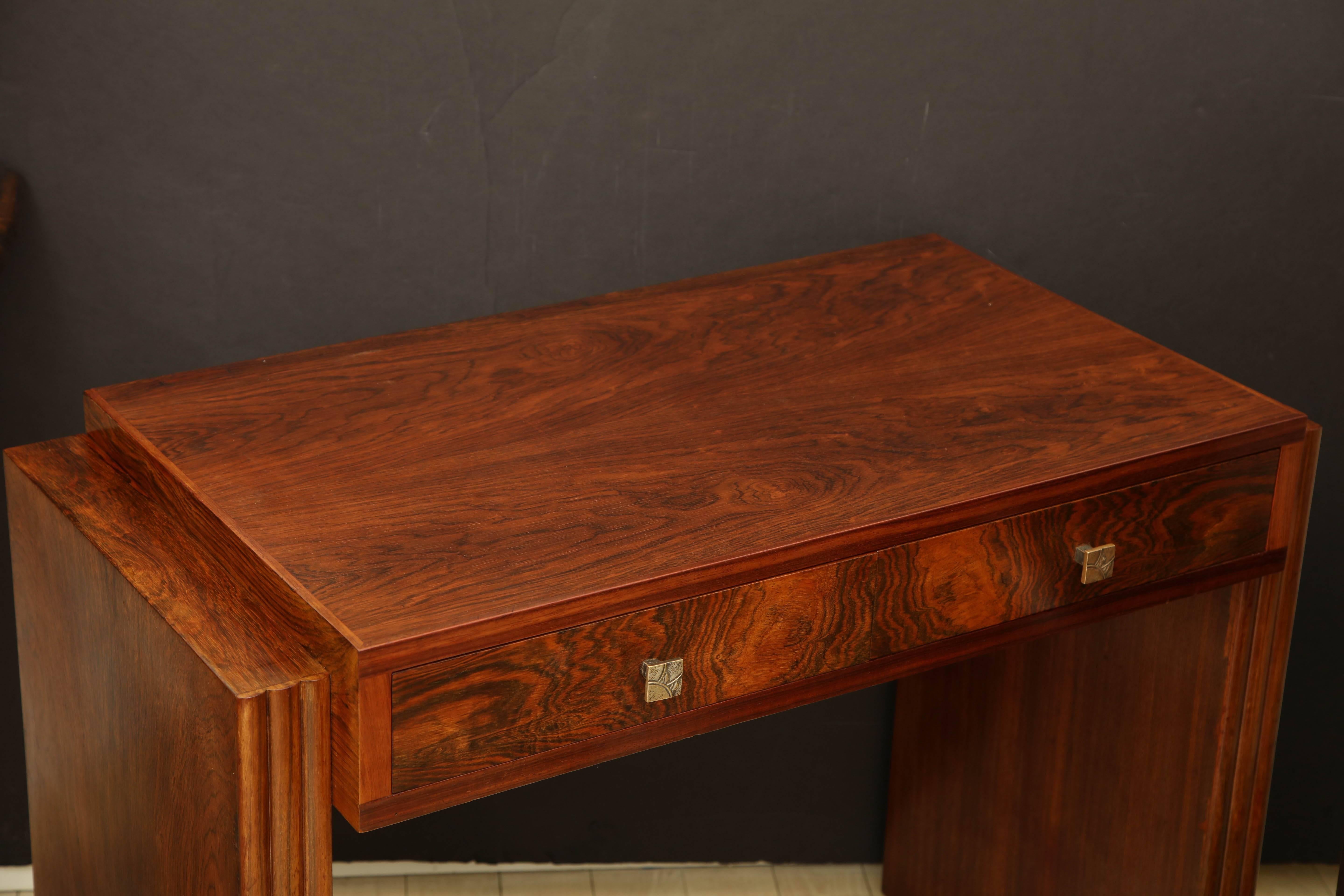 Art Deco Rosewood Writing Table with Two Drawers, France, circa 1940s 4