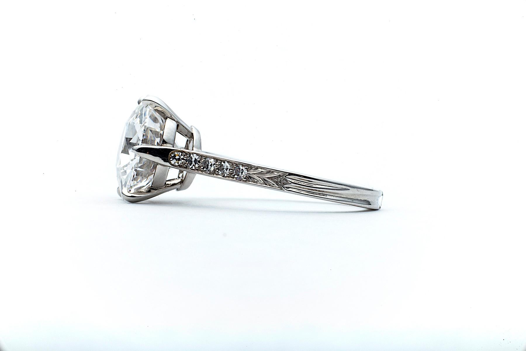 Art Deco Round 3.69 Carat Old European Cut Diamond Engagement Ring 1