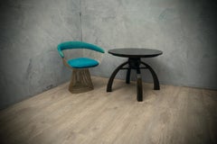 Art Deco Round Black Shellac Italian Side Table, 1930