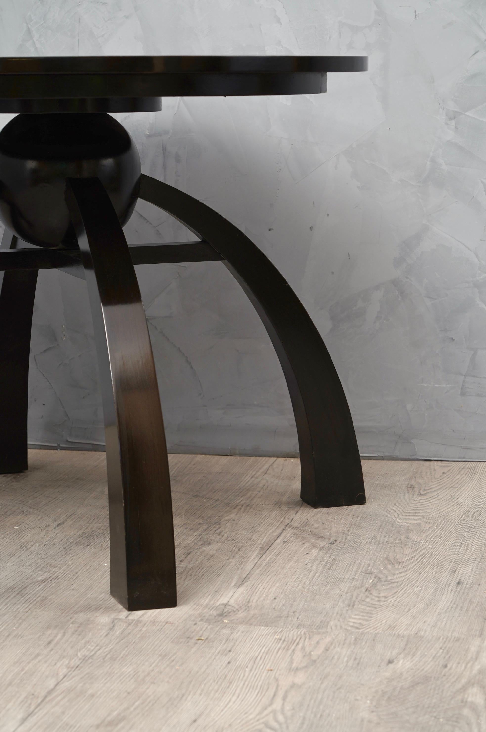 Art Deco Round Black Shellac Italian Side Table, 1930 For Sale at ...