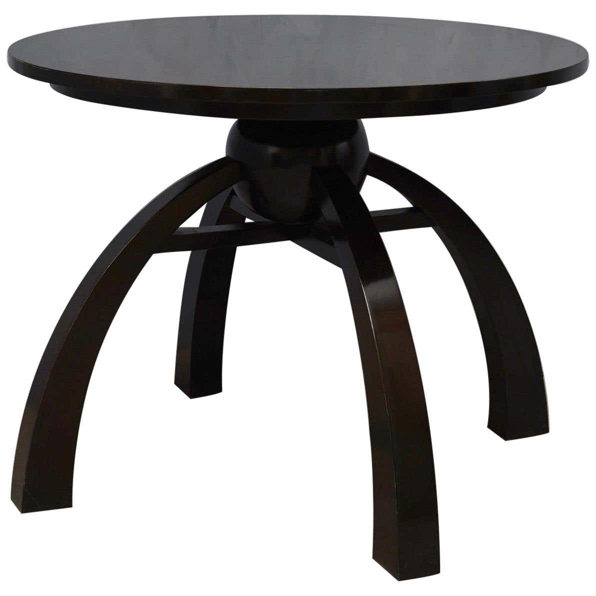 Art Deco Round Black Shellac Italian Side Table, 1930 For Sale at ...