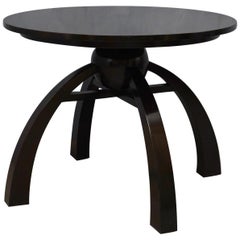 Art Deco Round Black Shellac Italian Side Table, 1930