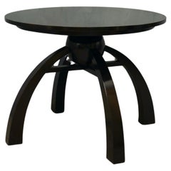 Vintage Art Deco Round Black Shellac Italian Side Table, 1930