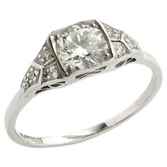 Platinring mit rundem 0,80 Karat Diamanten im Brillantschliff im Art déco-Stil, um 1935