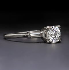 Art Deco Round Brilliant Cut 1 Carat Diamond Solitaire Ring