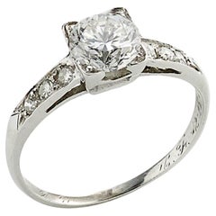 Art Deco Round Brilliant-Cut 1.01 Carat Diamond and Platinum Solitaire Ring
