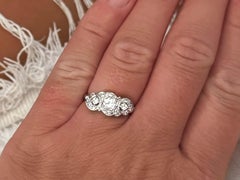 Art Deco Round Brilliant Diamond Band Ring 14K White Gold