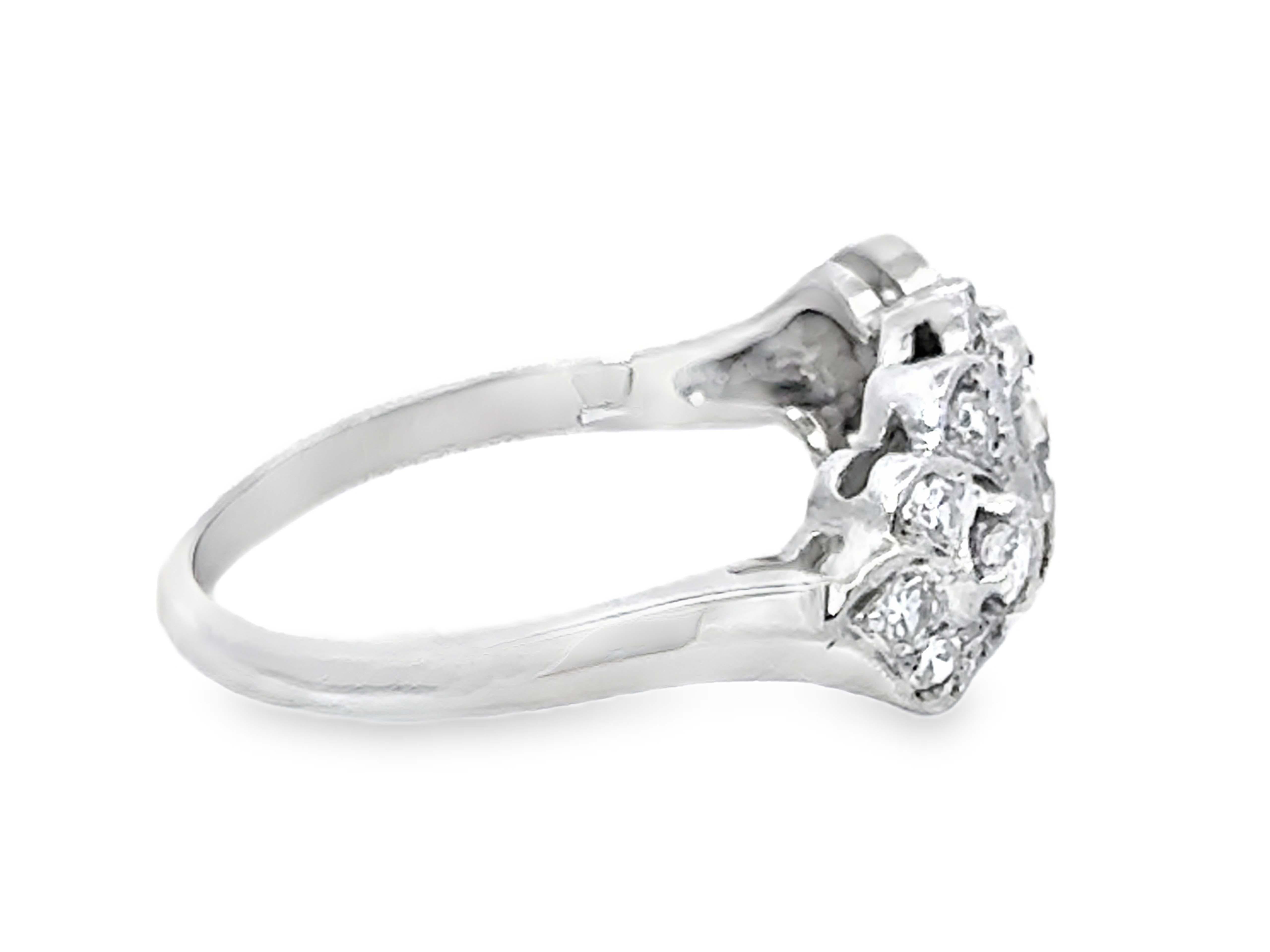 Art Deco Runder Brillant Diamantbandring 14K Weißgold im Zustand „Hervorragend“ im Angebot in Honolulu, HI
