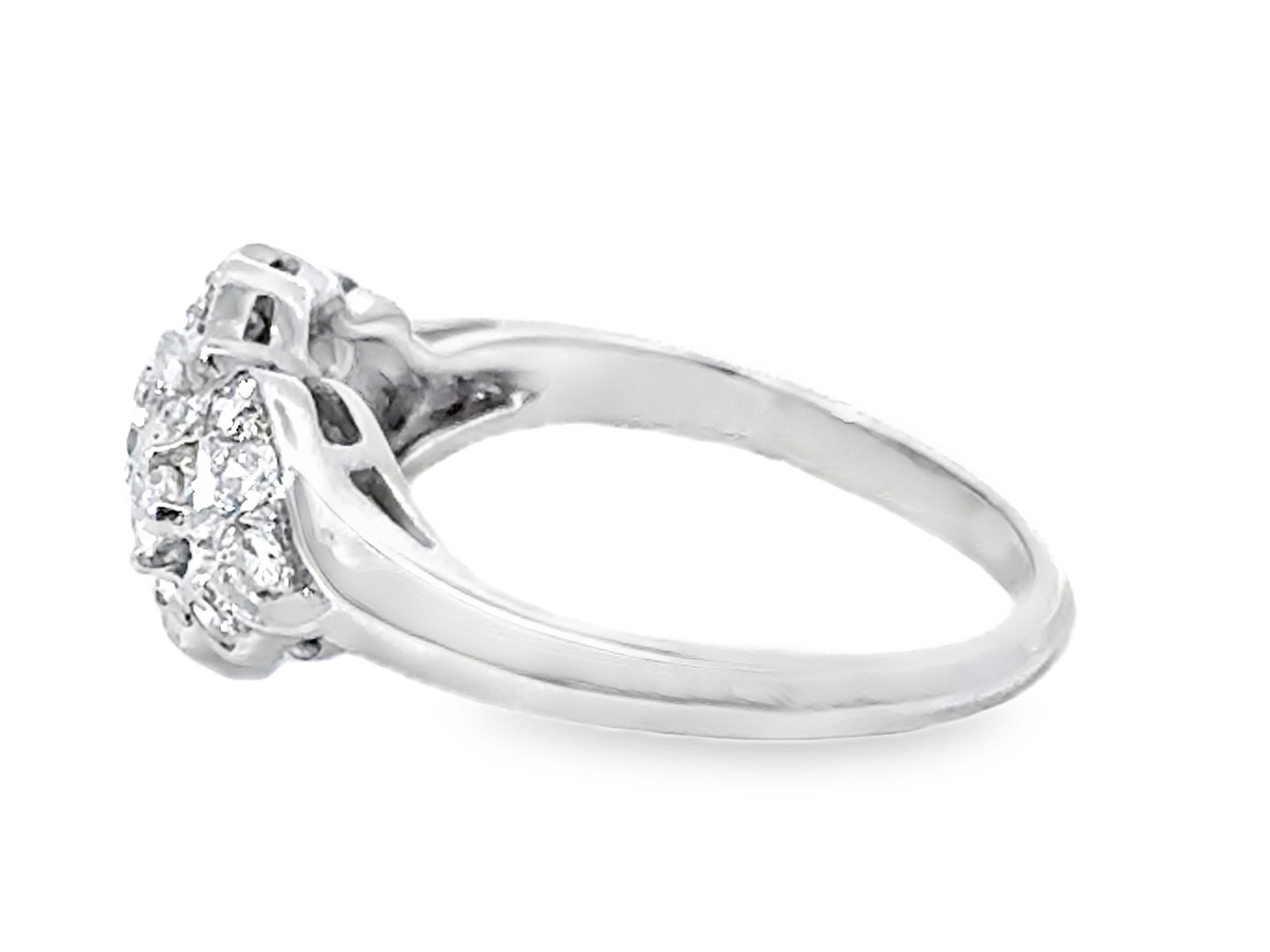 Art Deco Runder Brillant Diamantbandring 14K Weißgold für Damen oder Herren im Angebot