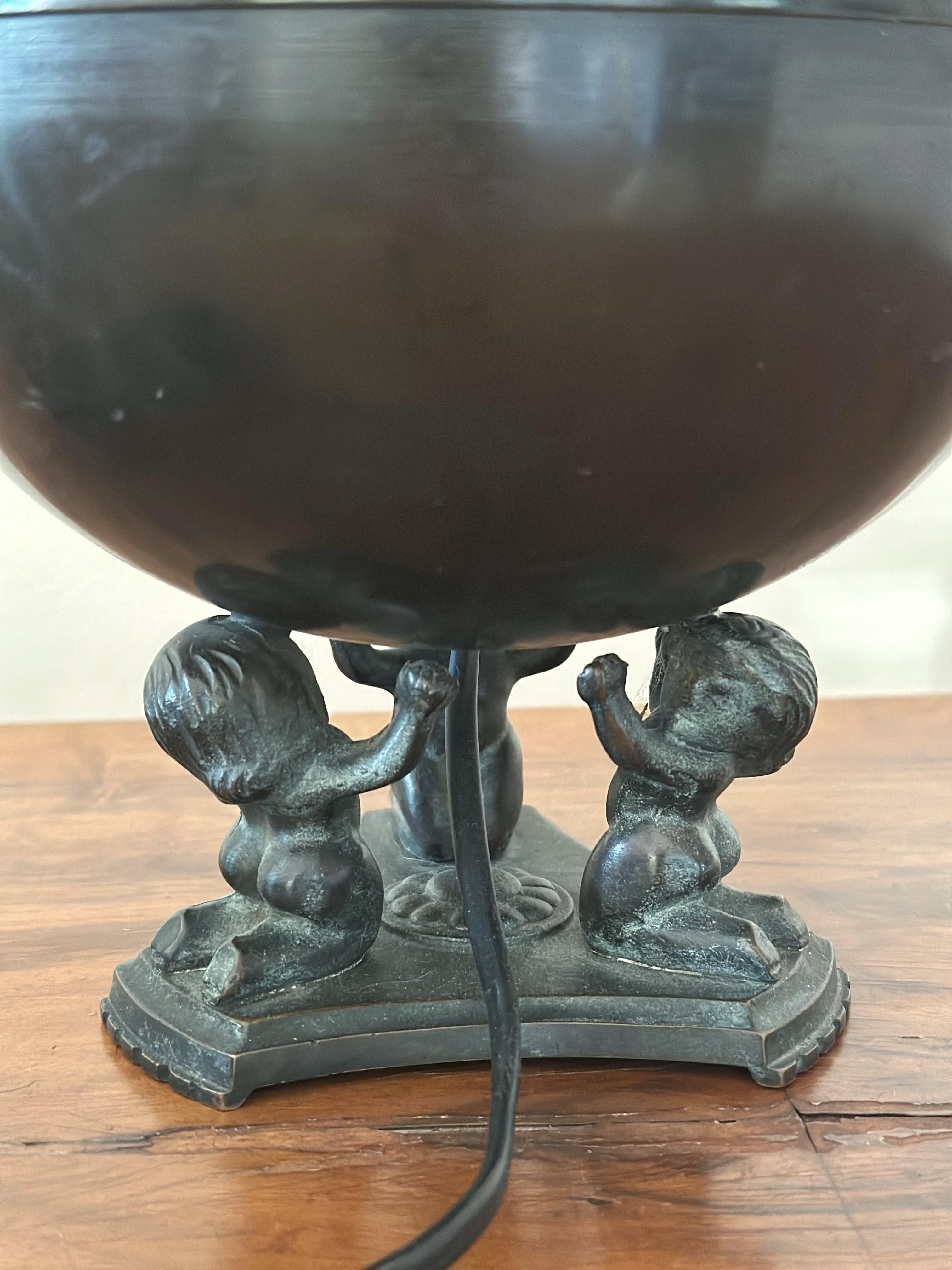 Lampe de table ronde en bronze Art déco, Äkta Brons Svensk Vara, Suède Années 1930. en vente 5