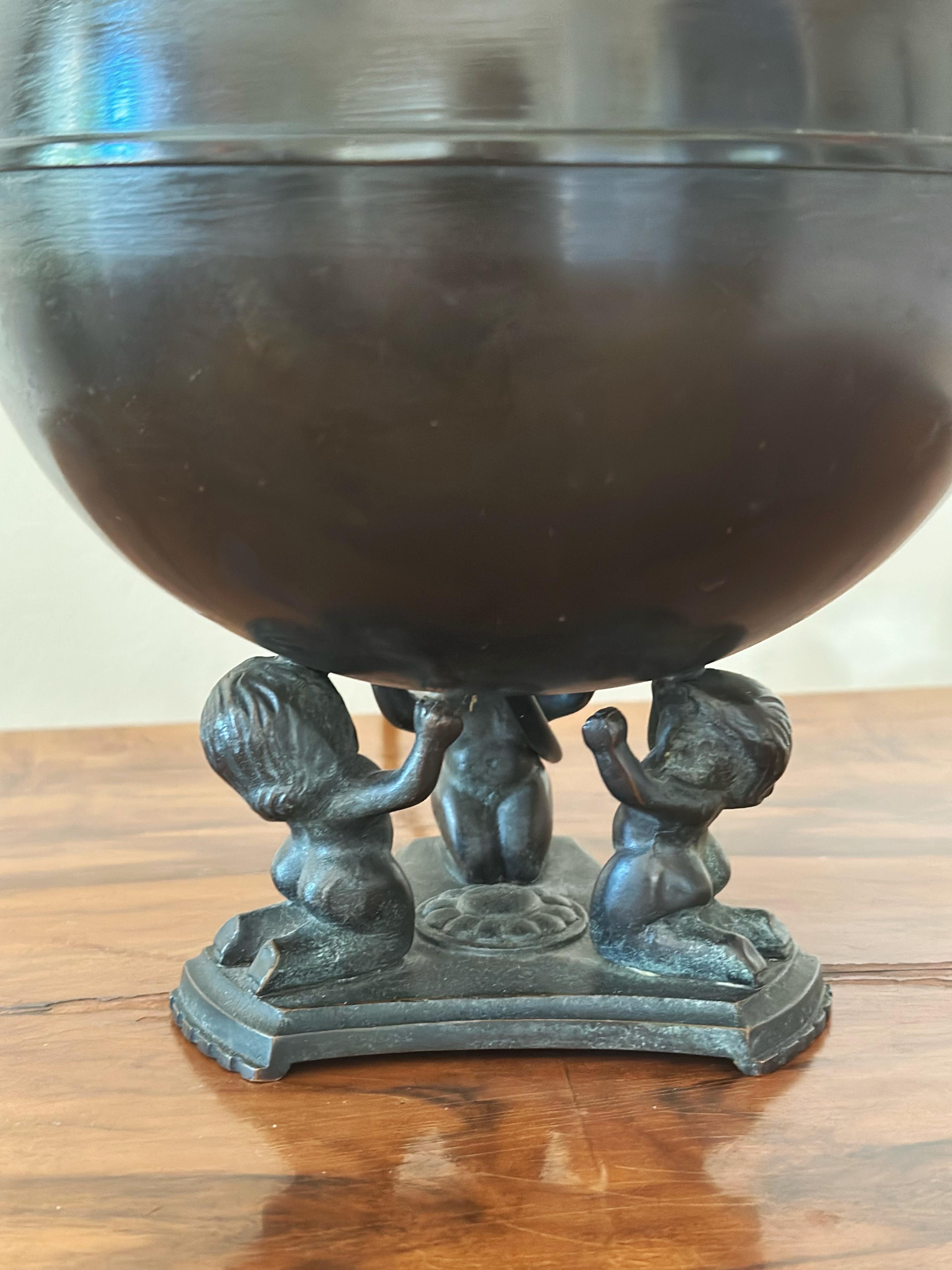 Lampe de table ronde en bronze Art déco, Äkta Brons Svensk Vara, Suède Années 1930. en vente 3