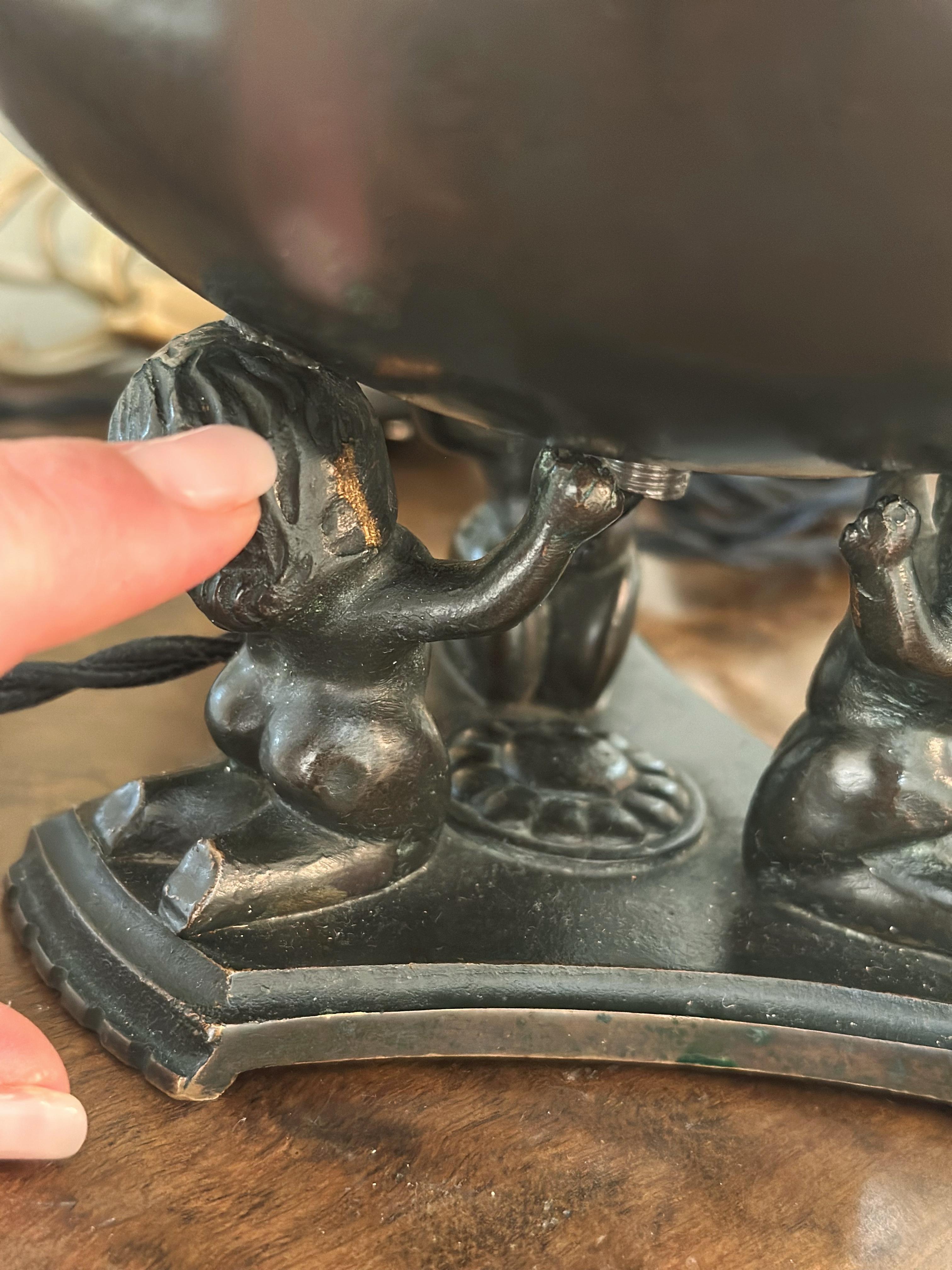 Art Deco Round Bronze Table Lamp by Swedish Äkta Brons Svensk Vara, 1930s 7