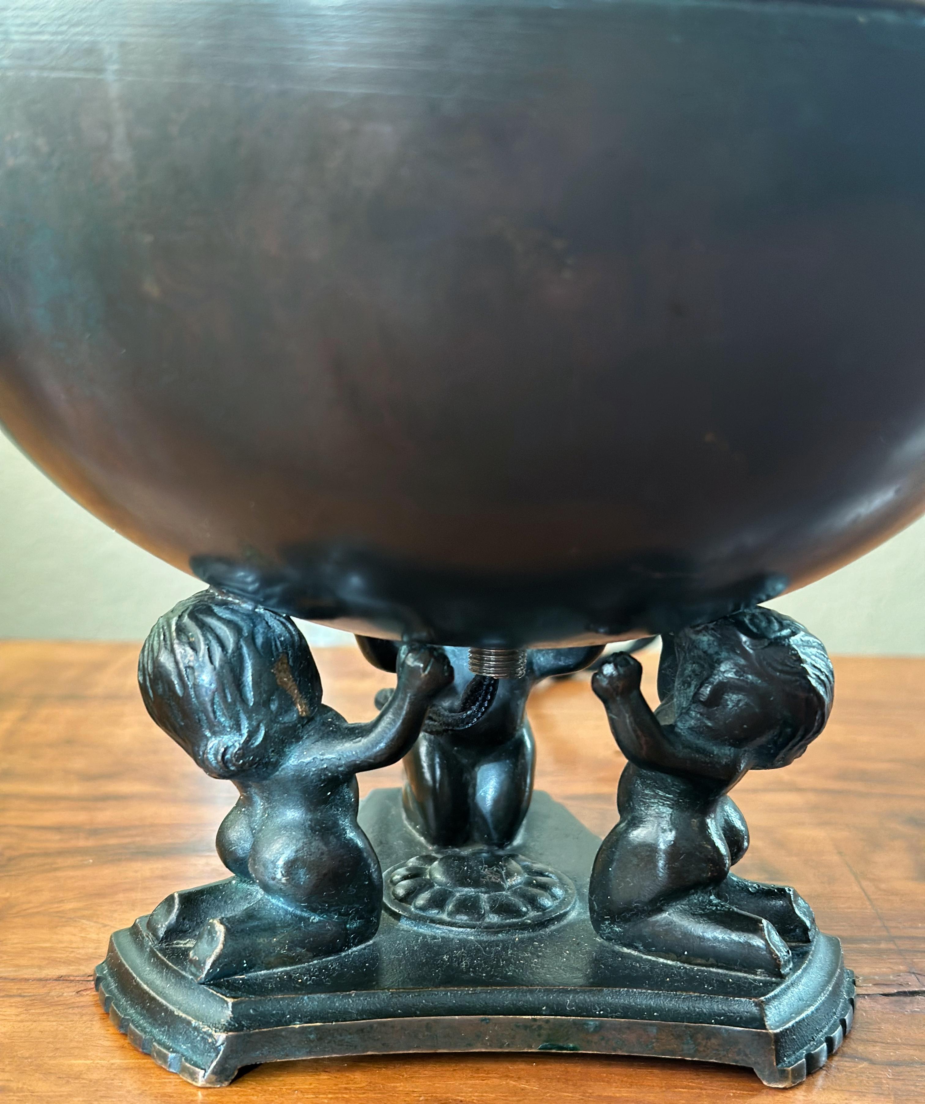 20th Century Art Deco Round Bronze Table Lamp by Swedish Äkta Brons Svensk Vara, 1930s