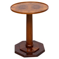 Table d'appoint ronde en loupe Art Déco 1920s France