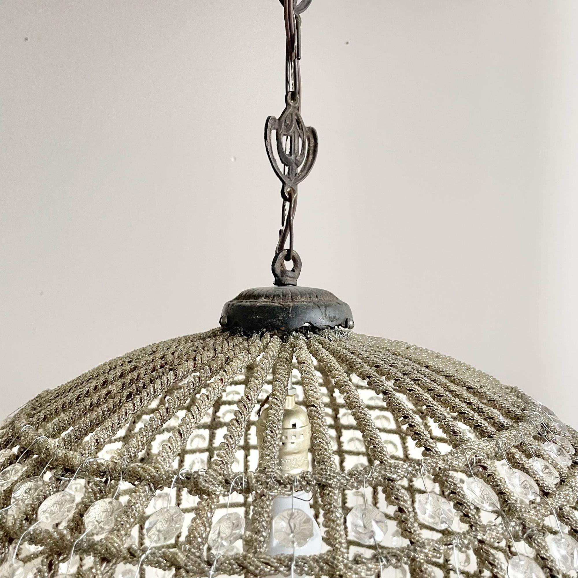 Art Deco, Round Chandeliers, Beveled Crystal, Metal, United States, 1980s For Sale 2