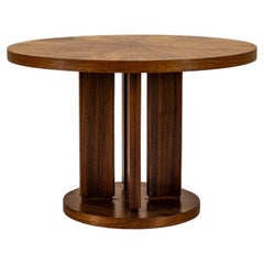 Art Deco Round Coffee Table In Walnut And Teak, Netherlands 1930's