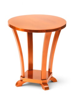 Art Deco Round Copper Gilt Pedestal Table, France, 1930