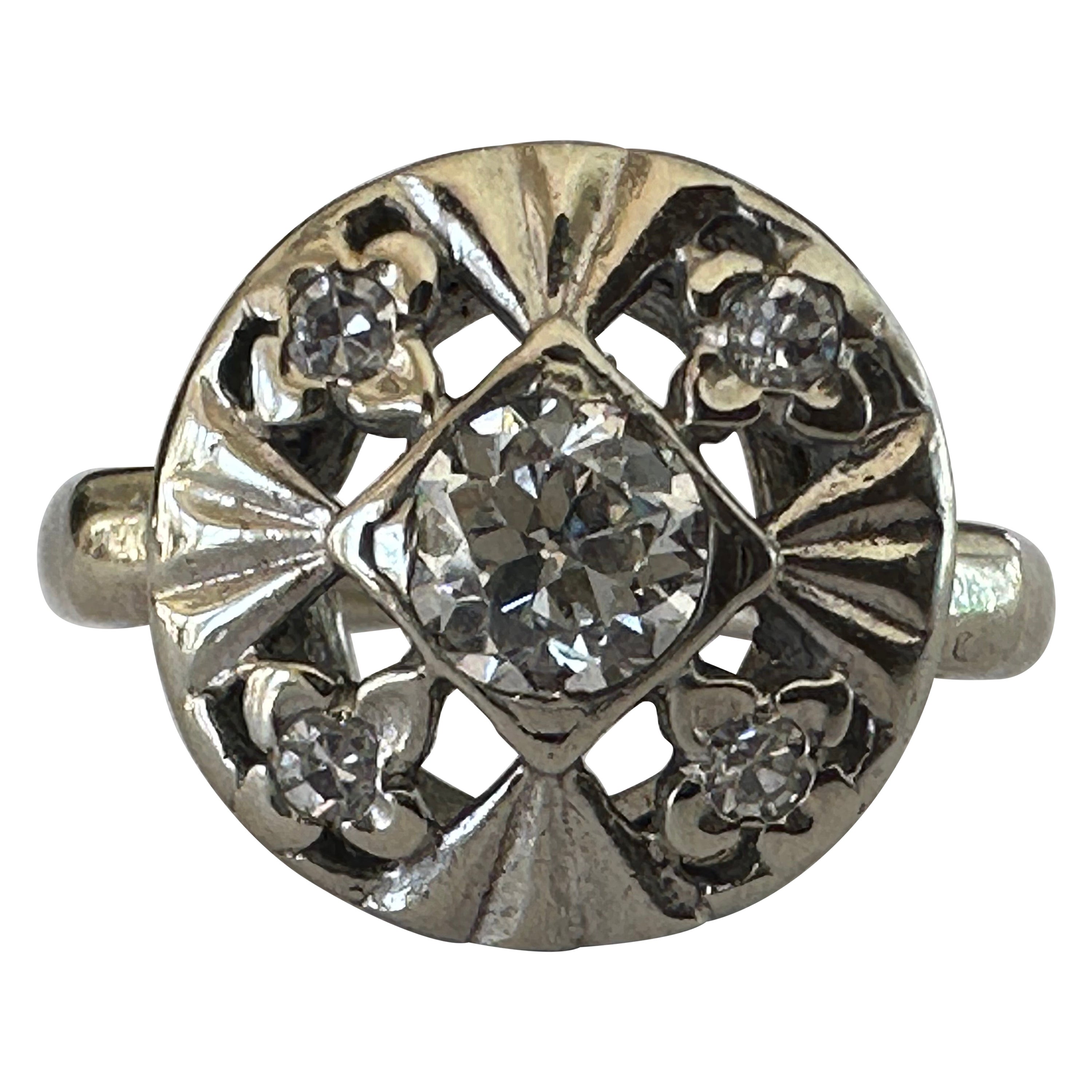 Runder rosafarbener Art-Déco-Diamant-Ring
