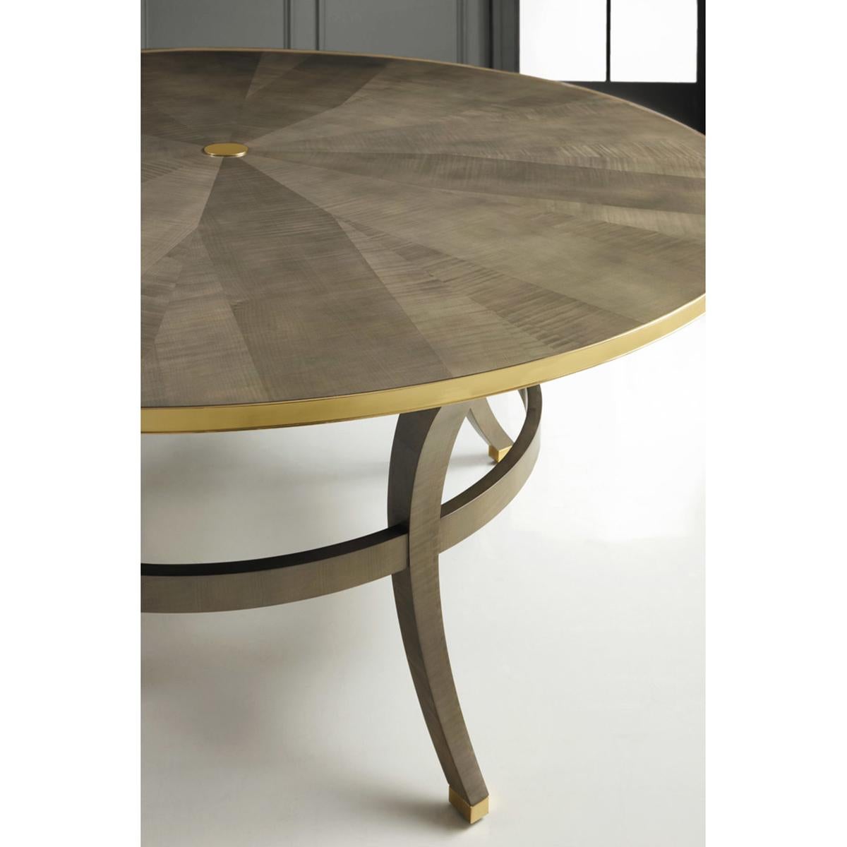 Art Deco Round Dining Table, Sycamore In New Condition For Sale In Westwood, NJ