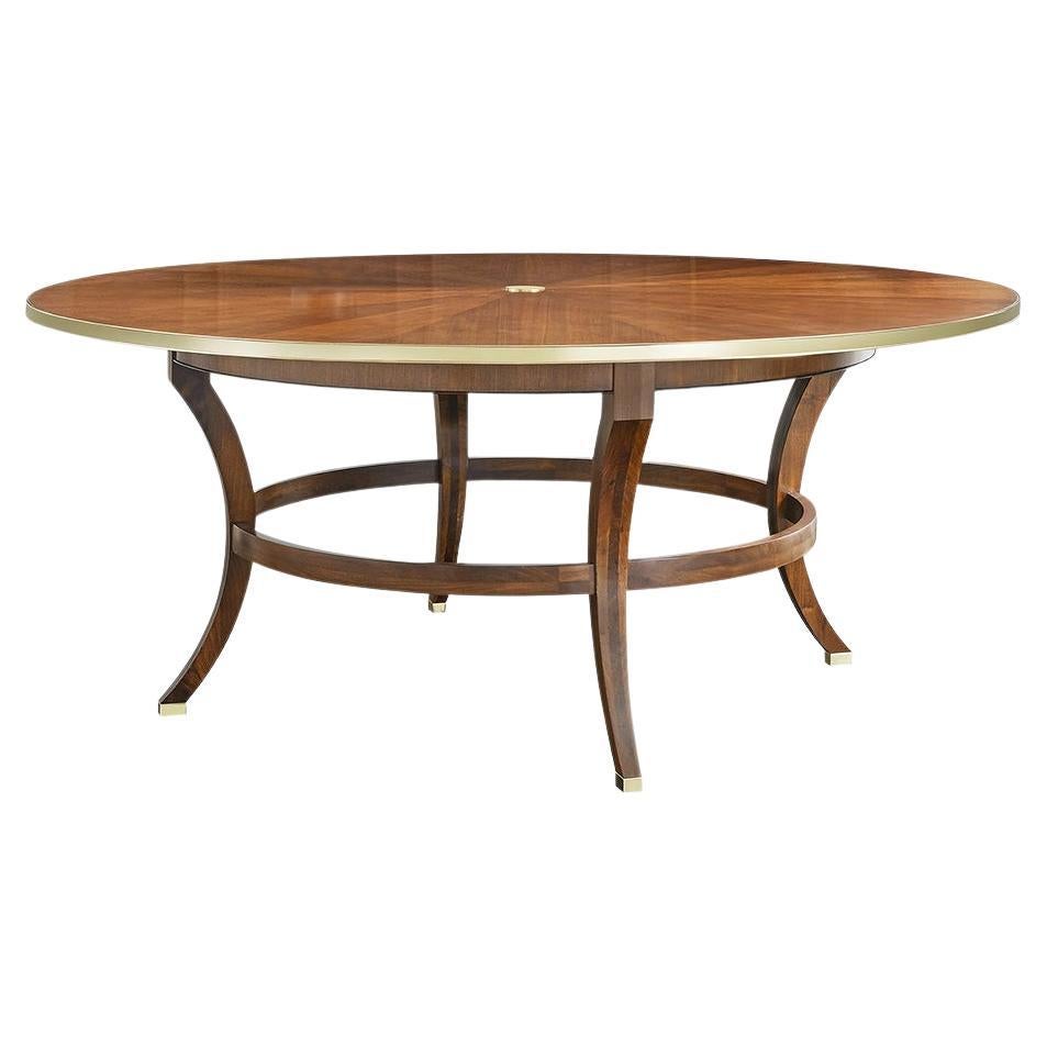 Art Deco Round Dining Table, Walnut