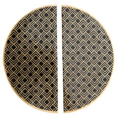 Tirador de puerta de latón grabado ø 20 cm Firma Art Decó