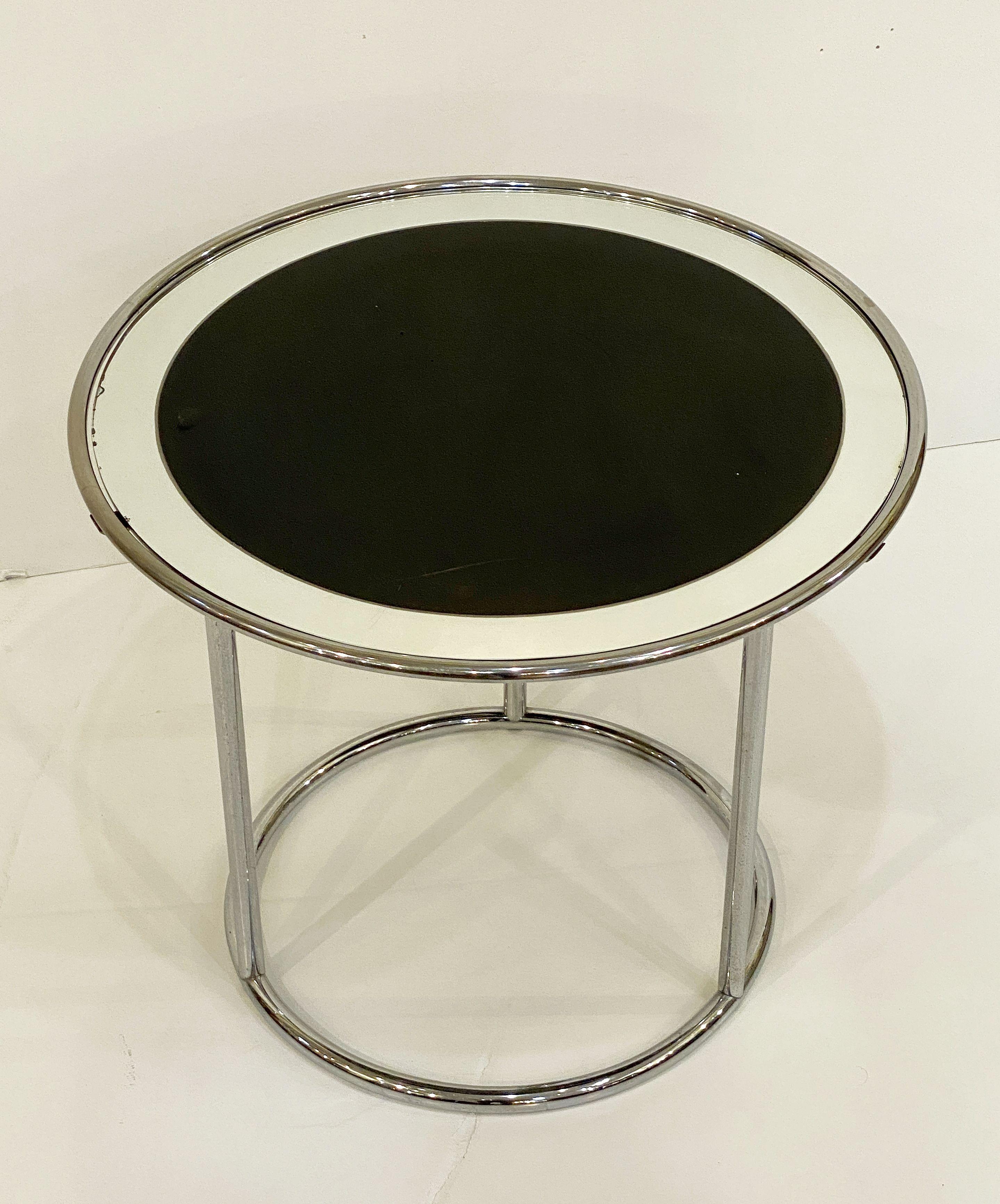 Art Deco Round Drinks Table of Chrome and Mirrored Glass from England For Sale 3