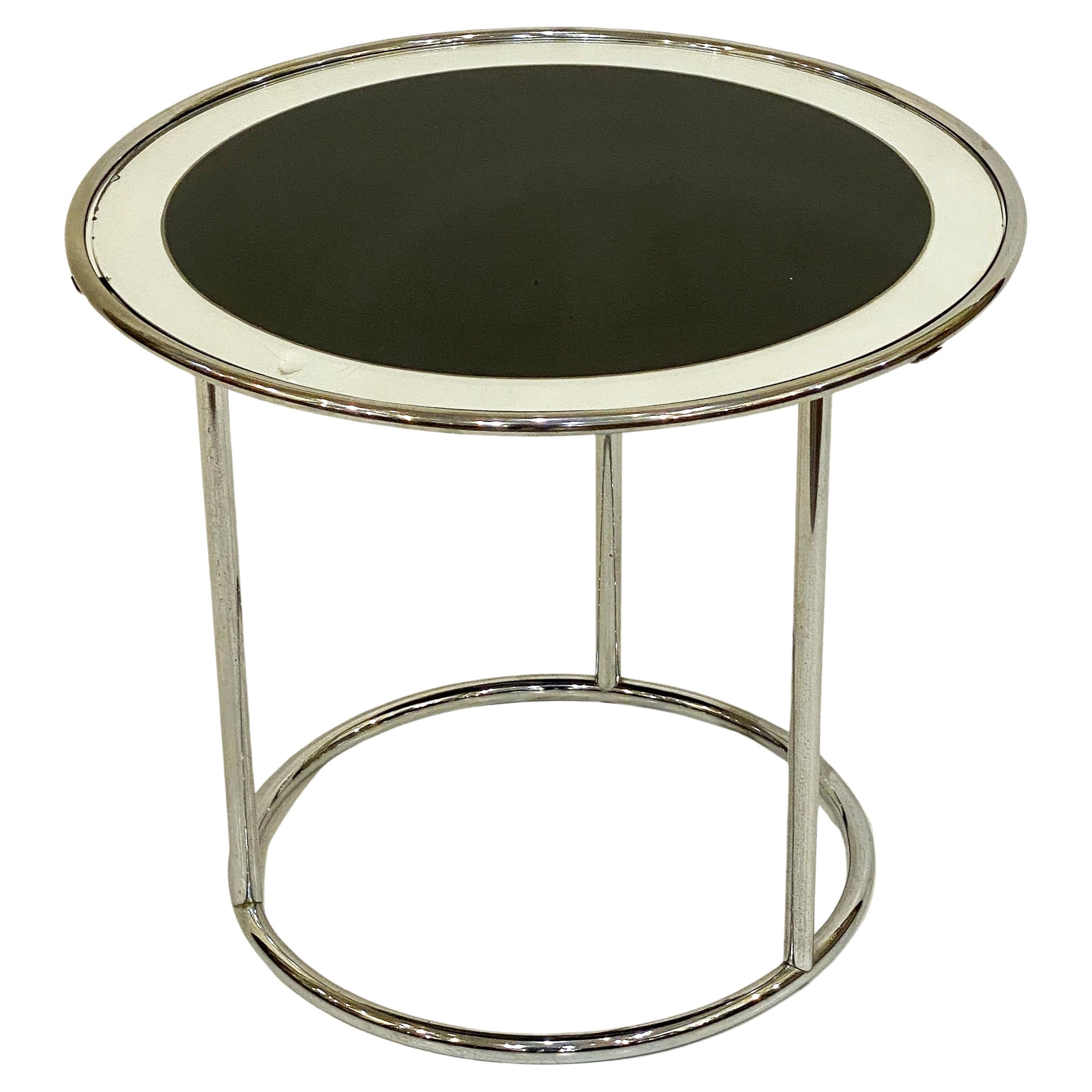 Art Deco Round Drinks Table of Chrome and Mirrored Glass from England