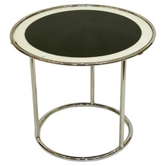 Antique Art Deco Round Drinks Table of Chrome and Mirrored Glass from England