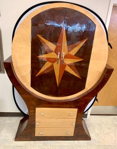 Art Deco Round Dry Bar Cabinet Credenza Sideboard