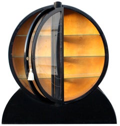 Art Deco Round Ebonized Vitrine, Display Cabinet, circa 1930