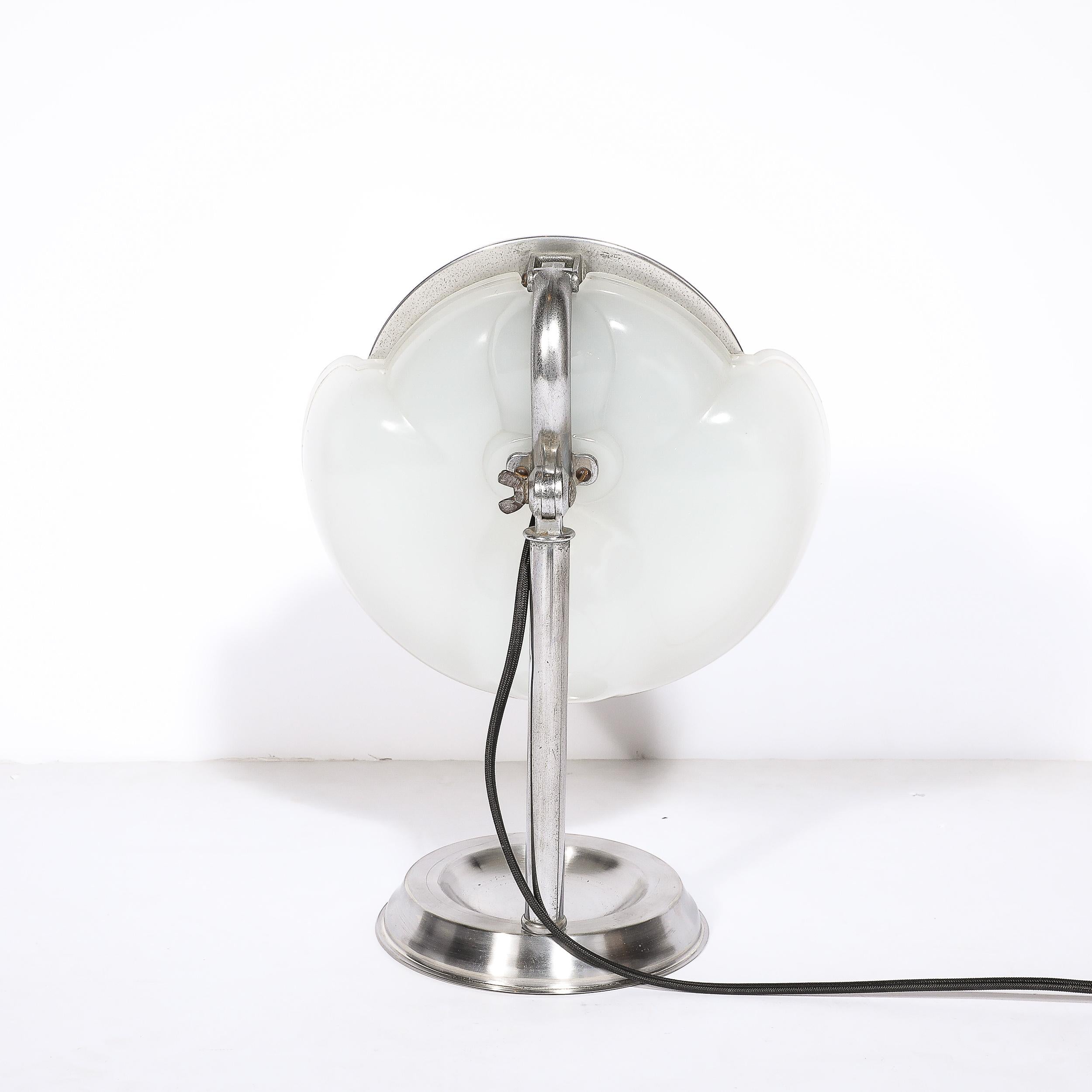 Art Deco Round Frosted Glass and Chrome Vanity Mirror For Sale 5