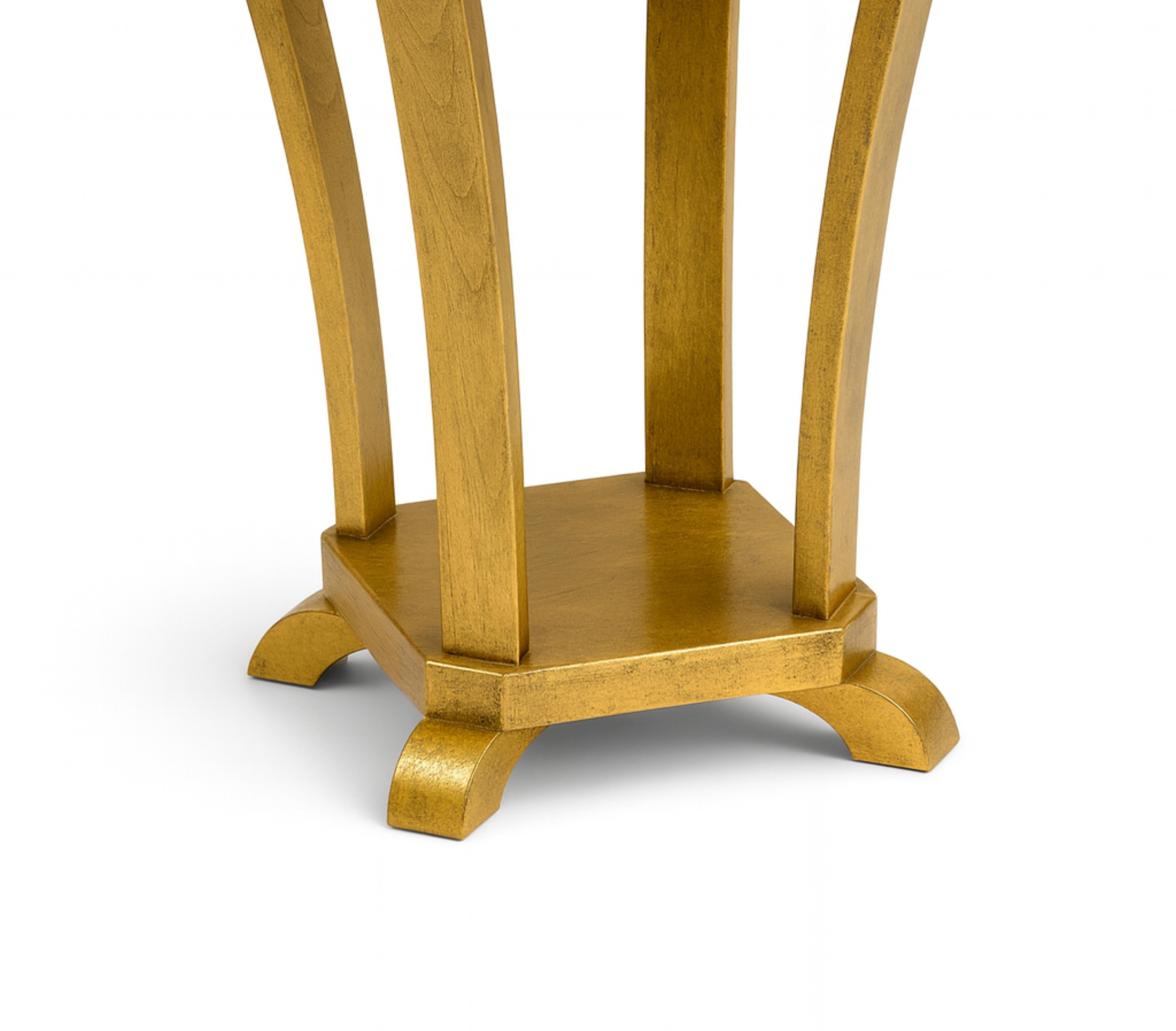 French Art Deco Round Gilt Pedestal Table, France, 1930 For Sale