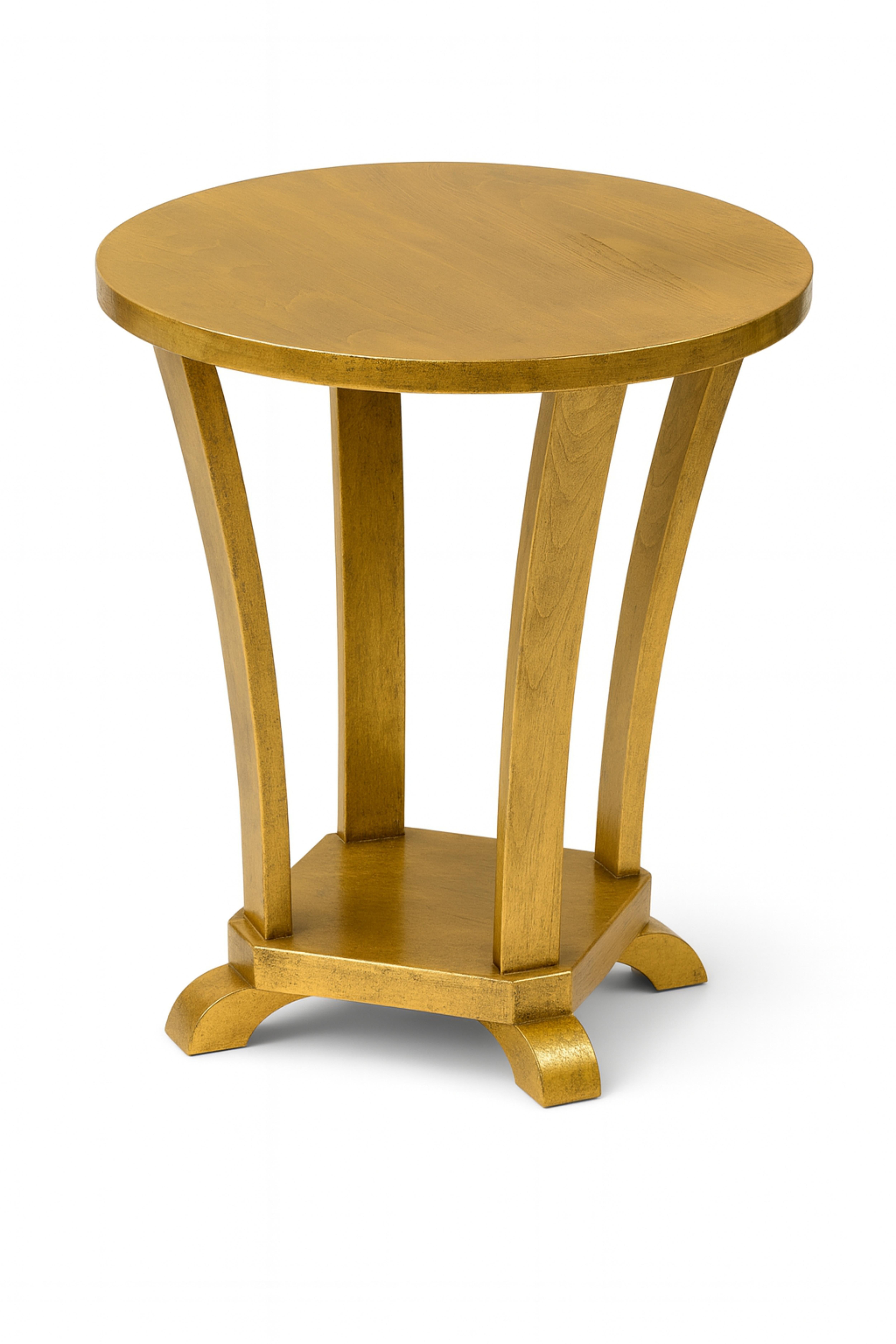 20th Century Art Deco Round Gilt Pedestal Table, France, 1930 For Sale
