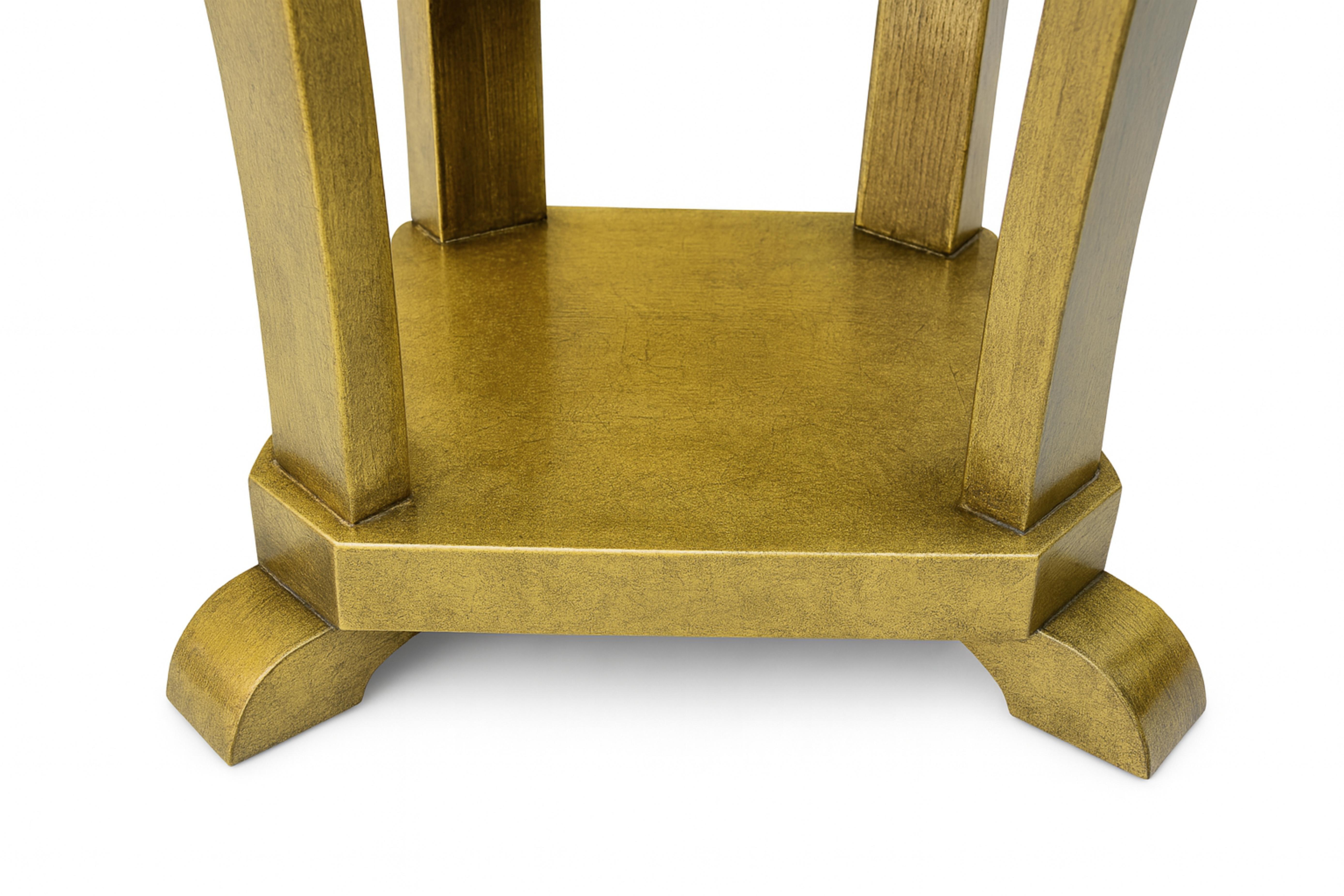 Chestnut Art Deco Round Gilt Pedestal Table, France, 1930 For Sale