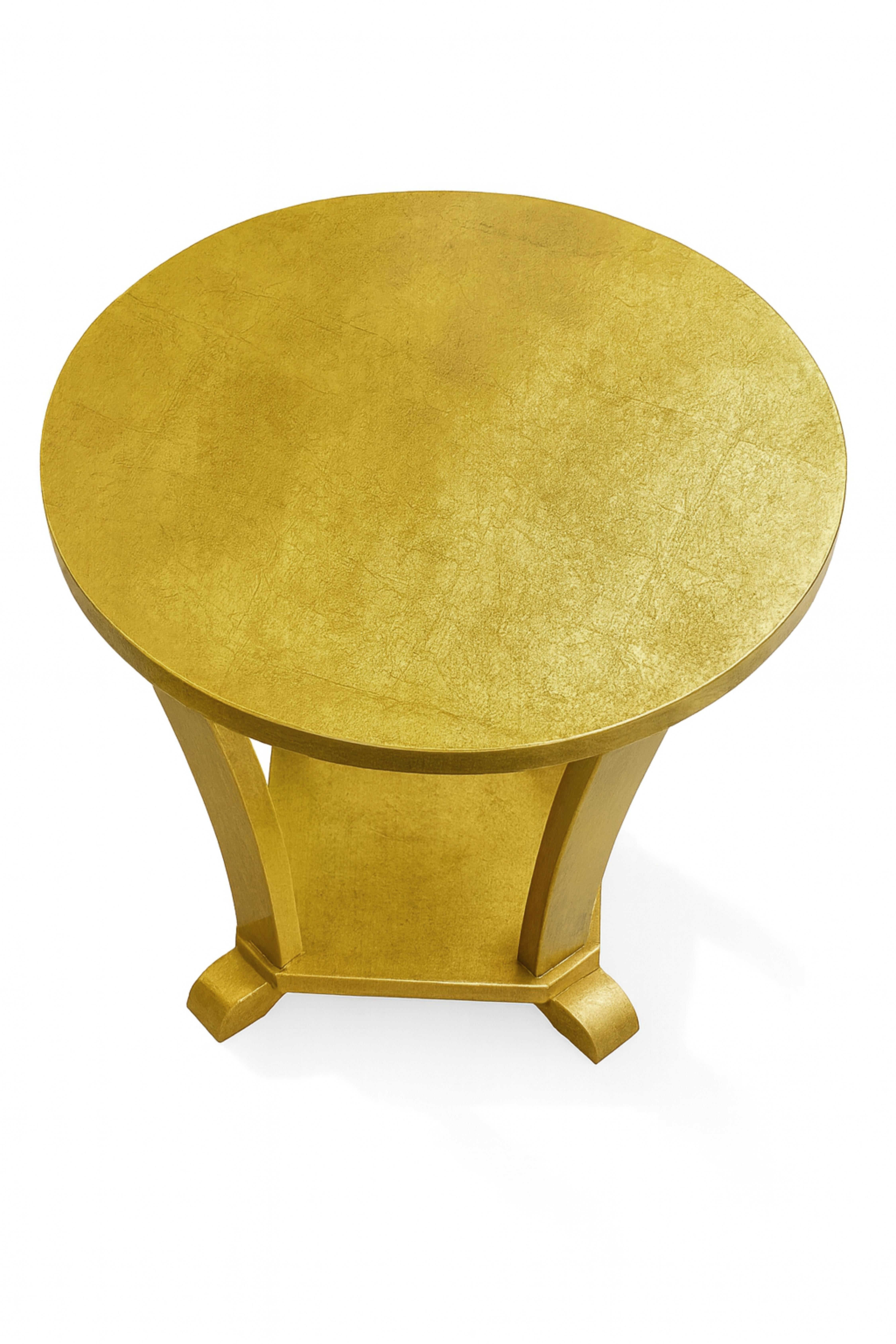 Art Deco Round Gilt Pedestal Table, France, 1930 For Sale 1