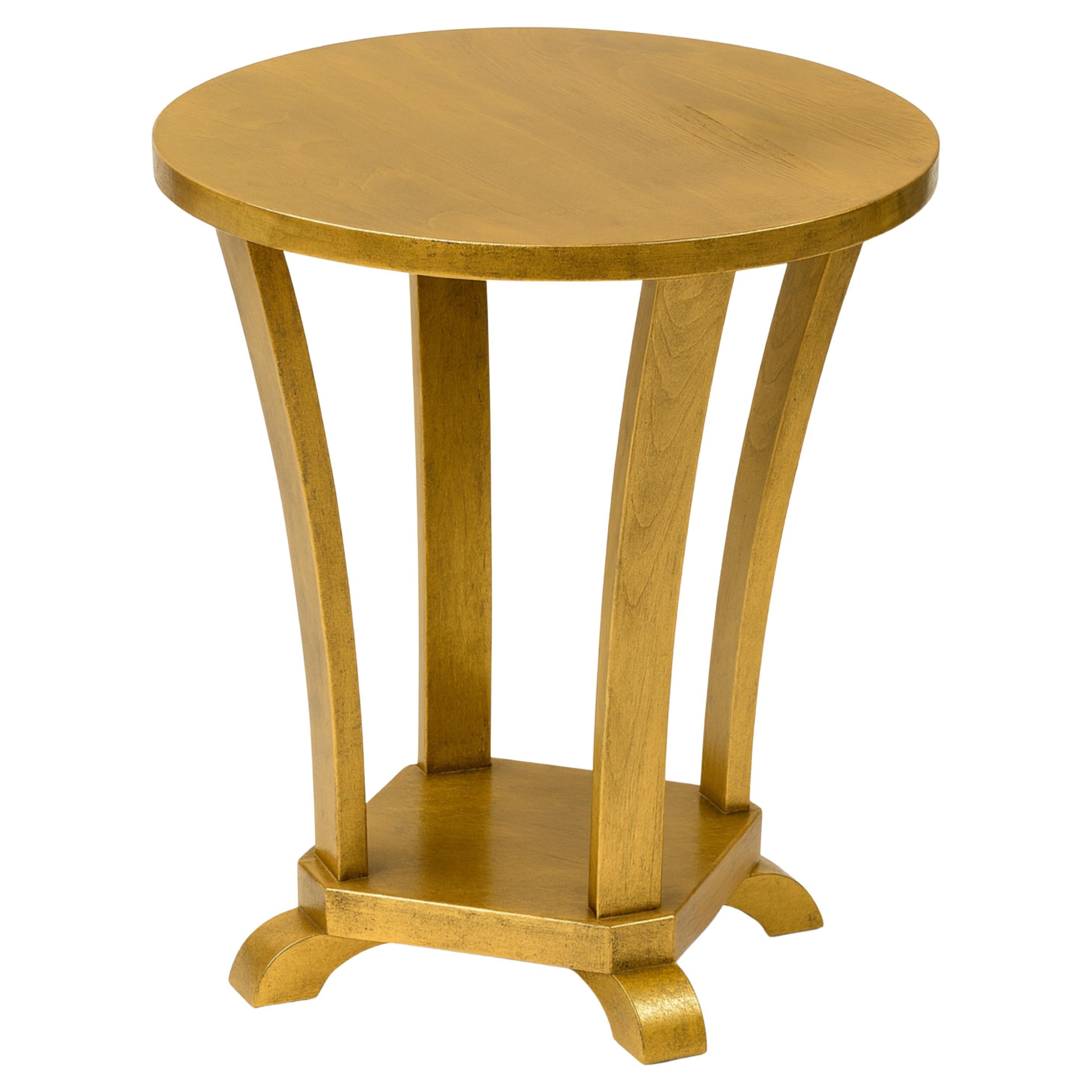 Guéridon rond doré Art Déco, France, 1930